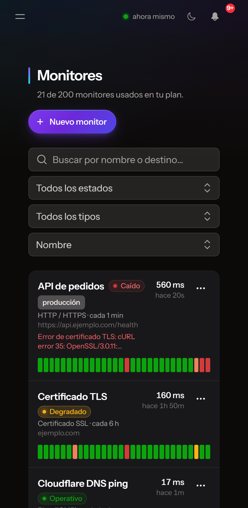 El panel de Atalaya en un teléfono